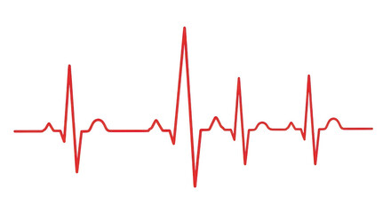 Red ekg line background on transparent background
