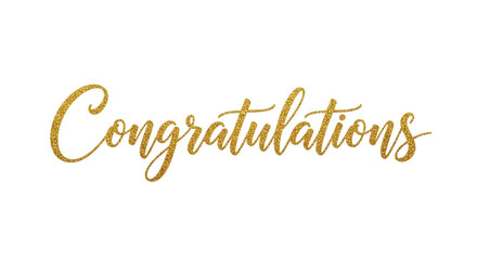 Golden congratulations text design on transparent background