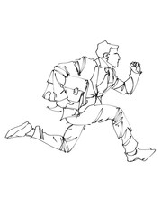 man rushing to work in morning routine
