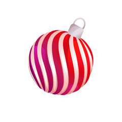 Red and White Striped Christmas Ornament Ball