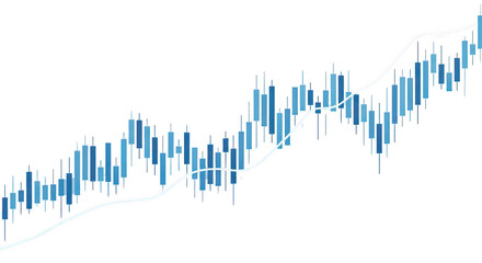 Stock market chart with upward trend on transparent background