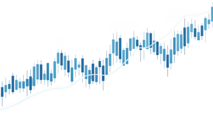 Stock market chart with upward trend on transparent background