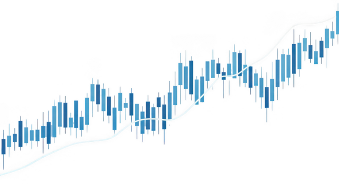 Stock market chart with upward trend on transparent background