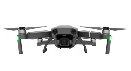 A gray drone facing the camera view on transparent background