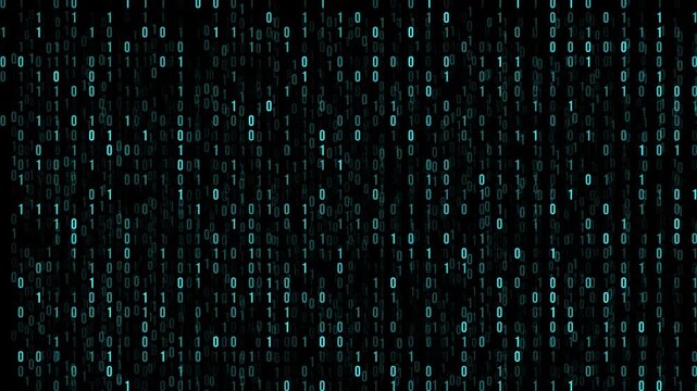 Futuristic Digital Binary Code Flow on Blue Background