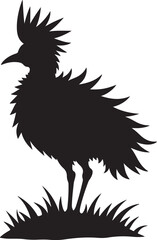 Fototapeta premium Black silhouette of a crested bird standing on grass