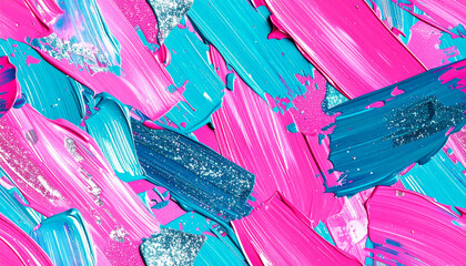 ピンクと青のキラキラしたペイントテクスチャー背景