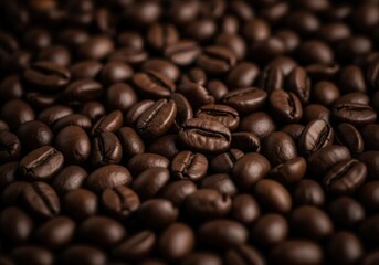 Obraz premium Close-Up Of Rich Roasted Coffee Beans For Cafe And Beverage Use