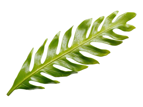 Vibrant Green Lobed Leaf White Background