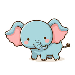 Cute illustration of a little elephant on an isolated white background