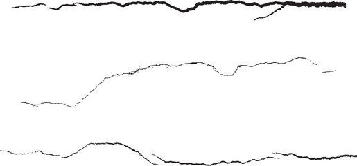 Black crack line on transparent background for design element and decoration