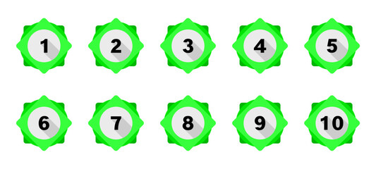 number icons 1-10 isolated on transparent background