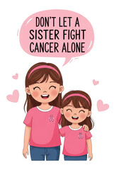 Sisterhood supporting breast cancer awareness with love and togetherness illustration