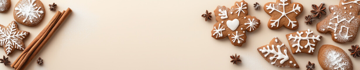 Gingerbread cookies banner with copy space