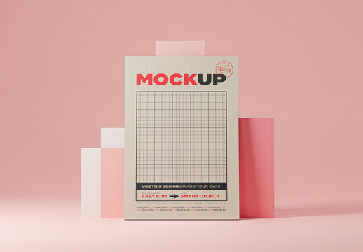 Stand Poster Mockup with Rectangle Structure