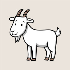 fun happy goat colored cartoon character isolated drawing line style sketch classic vintage design illustration