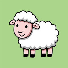 fun happy sheep colored cartoon character isolated drawing line style sketch classic vintage design illustration