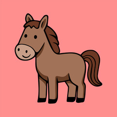fun happy horse colored cartoon character isolated drawing line style sketch classic vintage design illustration