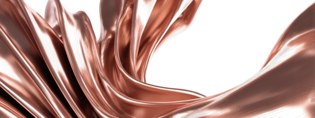 Flowing, glossy, copper-toned fabric against a black background. Elegant, dynamic composition
