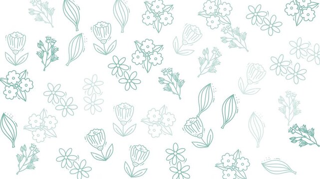 Floral doodle pattern with simple line drawings of flowers and leaves. Perfect for stationery, fabric designs, and digital backgrounds.