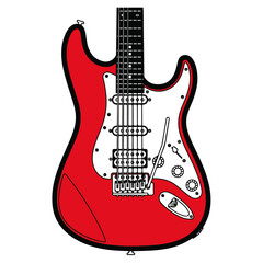 Red Electric Guitar Illustration for Music, Design, and Branding