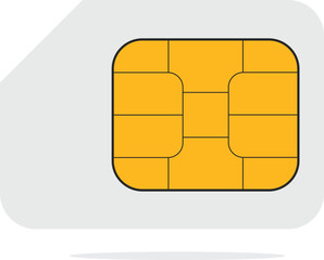 SIM Card Vector Illustration: Mobile Phone Chip, Flat Design for Communication Technology