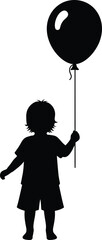 Child's Joyful Silhouette with Balloon - Vector Illustration