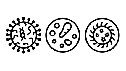 Bacteria, microbe, virus outline vector icon set. Microscopic bacterium and bacillus collection, isolated on white background. vector icon
