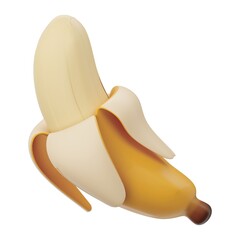 Partially Peeled Yellow Banana with Creamy White Interior fruit