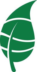 Modern Stylized Green Leaf Icon on White Background