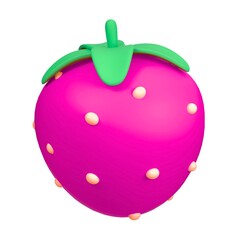 3D Rendered Pink Strawberry with Yellow Seeds on White Background fruit food