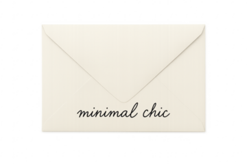 Minimal chic white envelope with custom text on transparent background