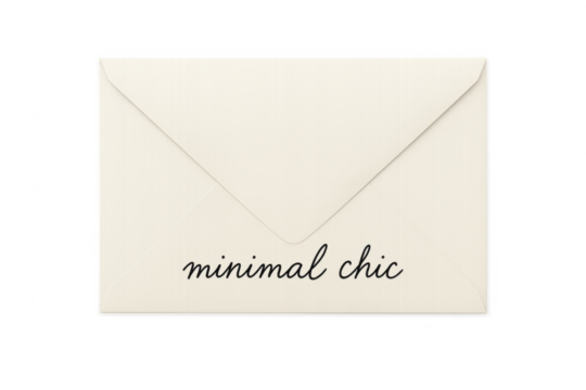 Minimal chic white envelope with custom text on transparent background