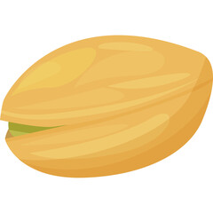 Single Light Yellow Pistachio Nut With Green Seed Showing Isolated On White Background Realistic Vector Illustration