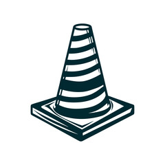 Orange Traffic Cone Road Safety Illustration An orange construction cone stands upright on a burnt sienna base