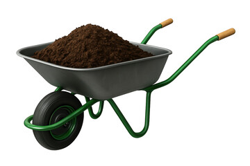 Wheelbarrow full of rich soil isolated on a black background image