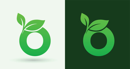 Letter O leaf logo eco green organic nature monogram sustainable brand identity alphabet icon

