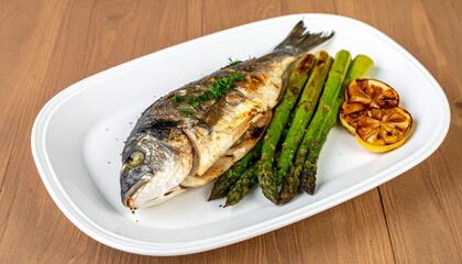 Grilled Gilt-Head Bream with Asparagus and Lemon