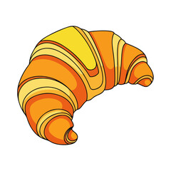 Golden Croissant Illustration on White Background, Bakery Design