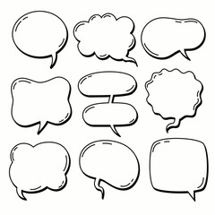 Hand drawn speech bubble doodle illustration with colorful elements