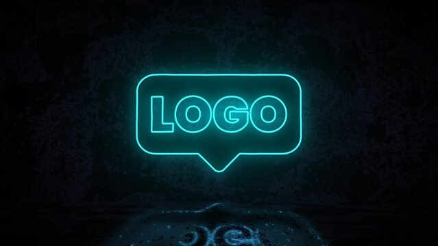 Clean Neon Sign on Wall Logo Reveal