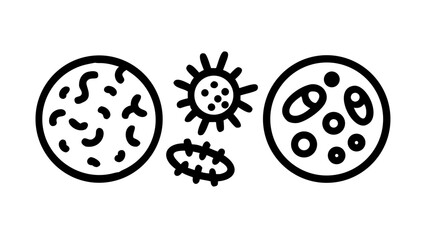 Set line Bacteria icon isolated on black and white background. Bacteria and germs, microorganism disease causing, cell cancer, microbe, virus, fungi. Vector Illustration  vector icon 