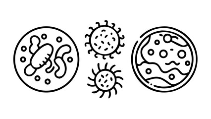Set line Bacteria icon isolated on black and white background. Bacteria and germs, microorganism disease causing, cell cancer, microbe, virus, fungi. Vector Illustration  vector icon 