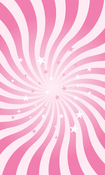 Beautiful pink rays starburst background with stars