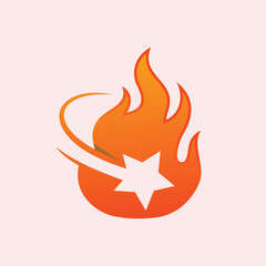 Fire star swoosh logo flame heat hot energy speed dynamic brand icon
