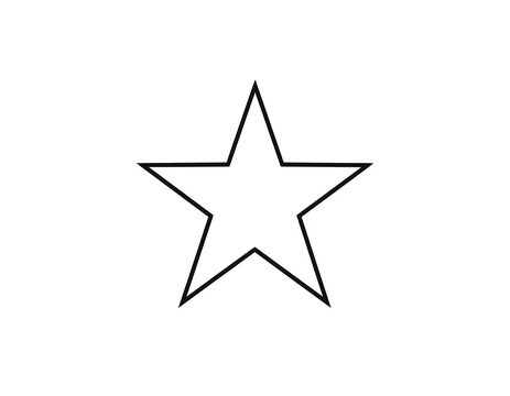 A minimalist outline of a five-pointed celestial body, set against a stark white backdrop. The simple design conveys a sense of elegance