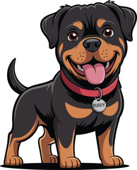 Fototapeta premium Cute cartoon a illustrator vector rottweiler