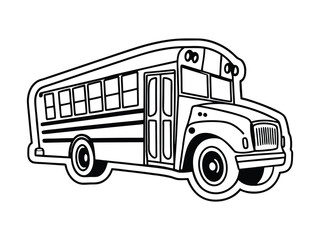Minimal Flat Design School Bus Sticker With Bright Colorful Style