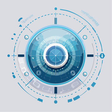 Futuristic Tech Interface An abstract digital design with a circular, blue data visualization against a light background