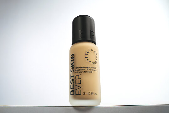 Strasbourg, France - October 2025 : New Sephora foundation Best skin ever. Minimalist beauty product editorial photo hero shot